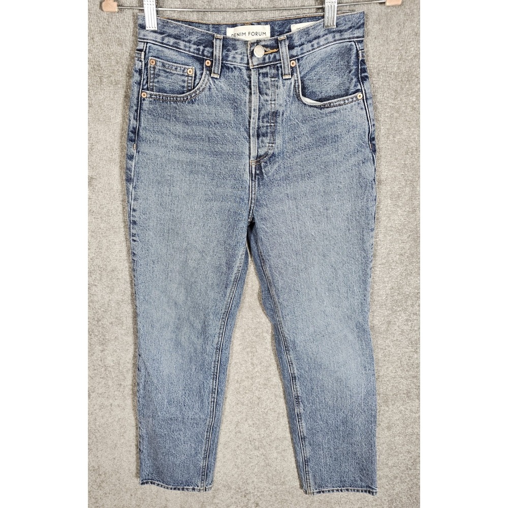 Denim Forum The Joni High Rise Loose Jeans Womens Sz 23 Blue Button Fly 5 Pocket
